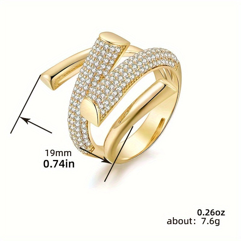 Gouden wikkelring met pavé zirkonia
