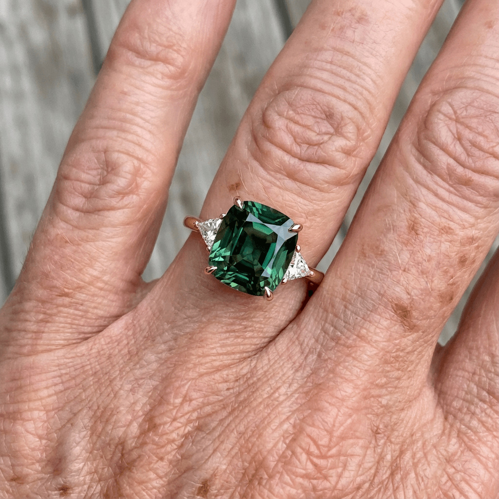 Gouden ring met groene edelsteen
