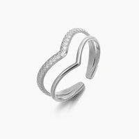 Gouden verstelbare ring met V-design