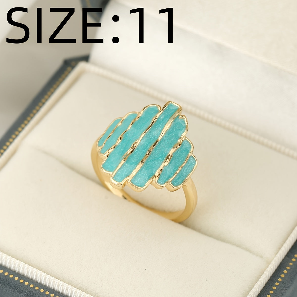 Gouden ring met turquoise geëmailleerde strepen
