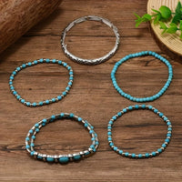 Bohemian armbandenset met turquoise kralen