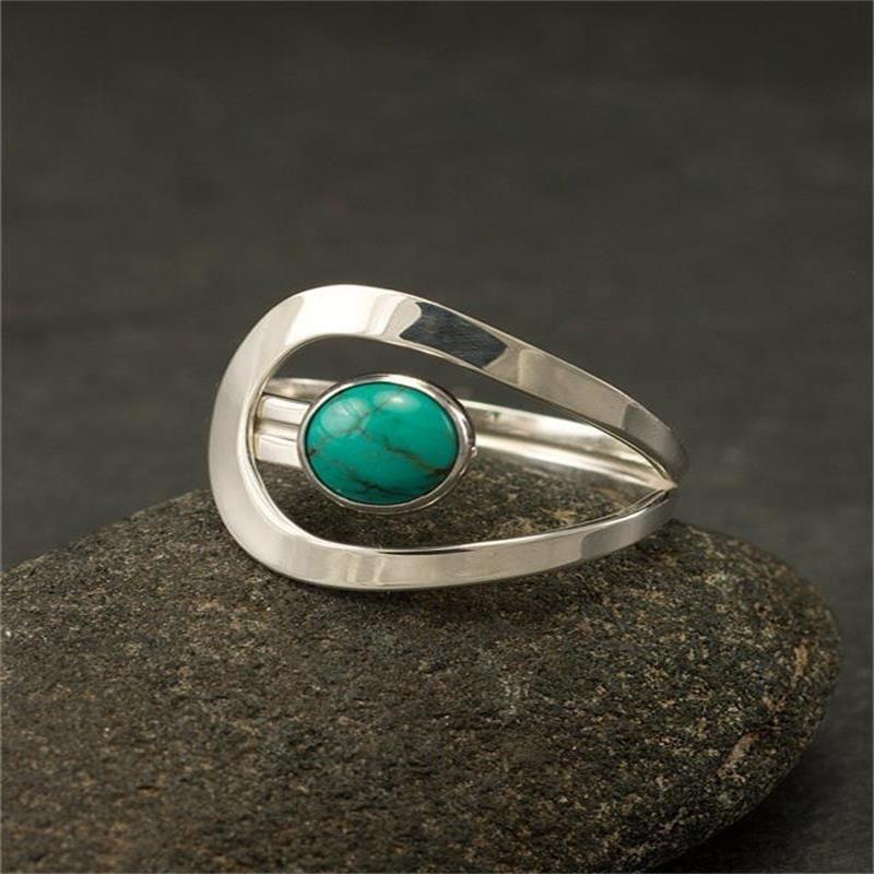 Zilveren minimalistische ring met turquoise