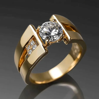Gouden ring met witte zirkonia solitaire