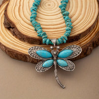 Bohemian ketting met turkooizen kralen en libellehanger