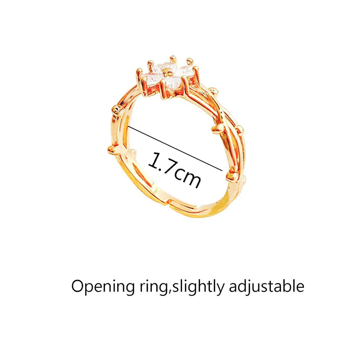 Gouden ring met klavertjevier van witte zirkonia