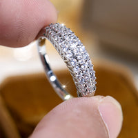 Zilveren ring met meerdere rijen zirkonia