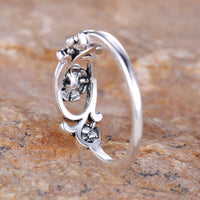 Zilveren vintage ring met bloemmotief