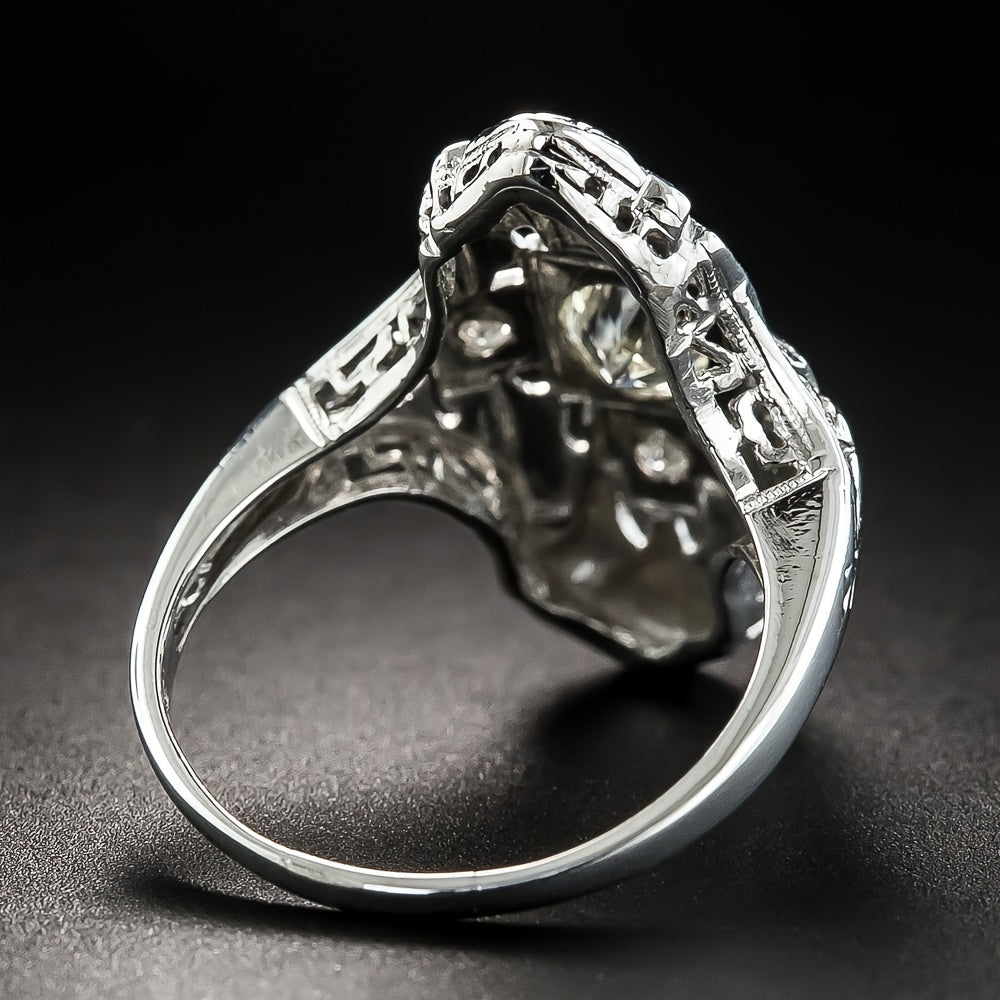 Zilveren vintage ring met heldere zirkonia