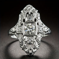 Zilveren vintage ring met heldere zirkonia