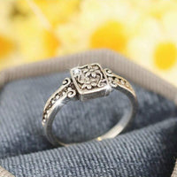 Zilveren vintage ring met bloemmotief