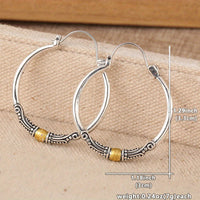 Zilveren Bali oorbellen met gouden accent, vintage