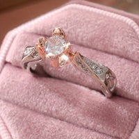 Tweekleurige zilveren en roségouden ring met zirkonia