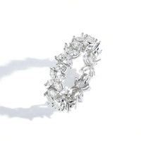 Gouden eternity ring met marquise zirkonia bloemen