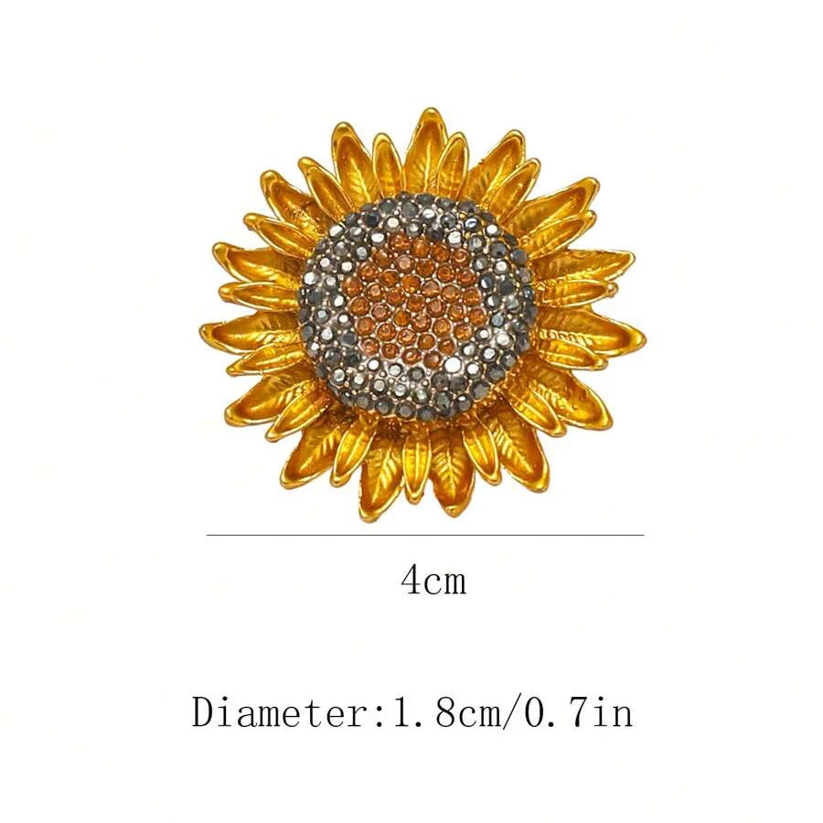 Gouden zonnebloemring met zirkonia