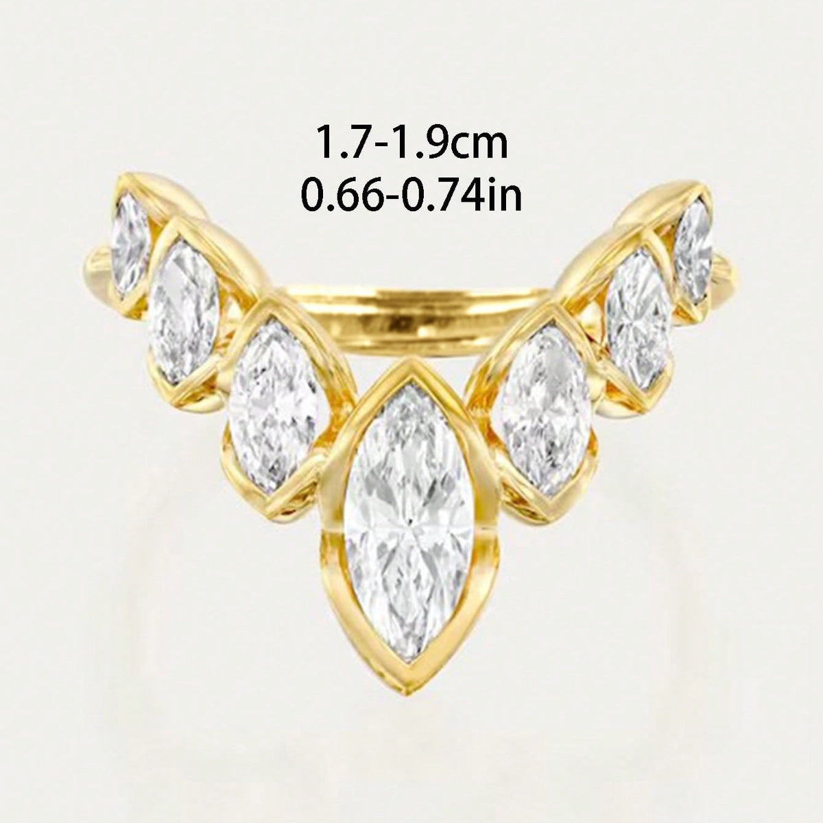 Gouden V-vormige ring met marquise zirkonia