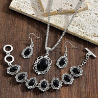 Zilveren sieradenset met turkoois: ketting, oorbellen en armband