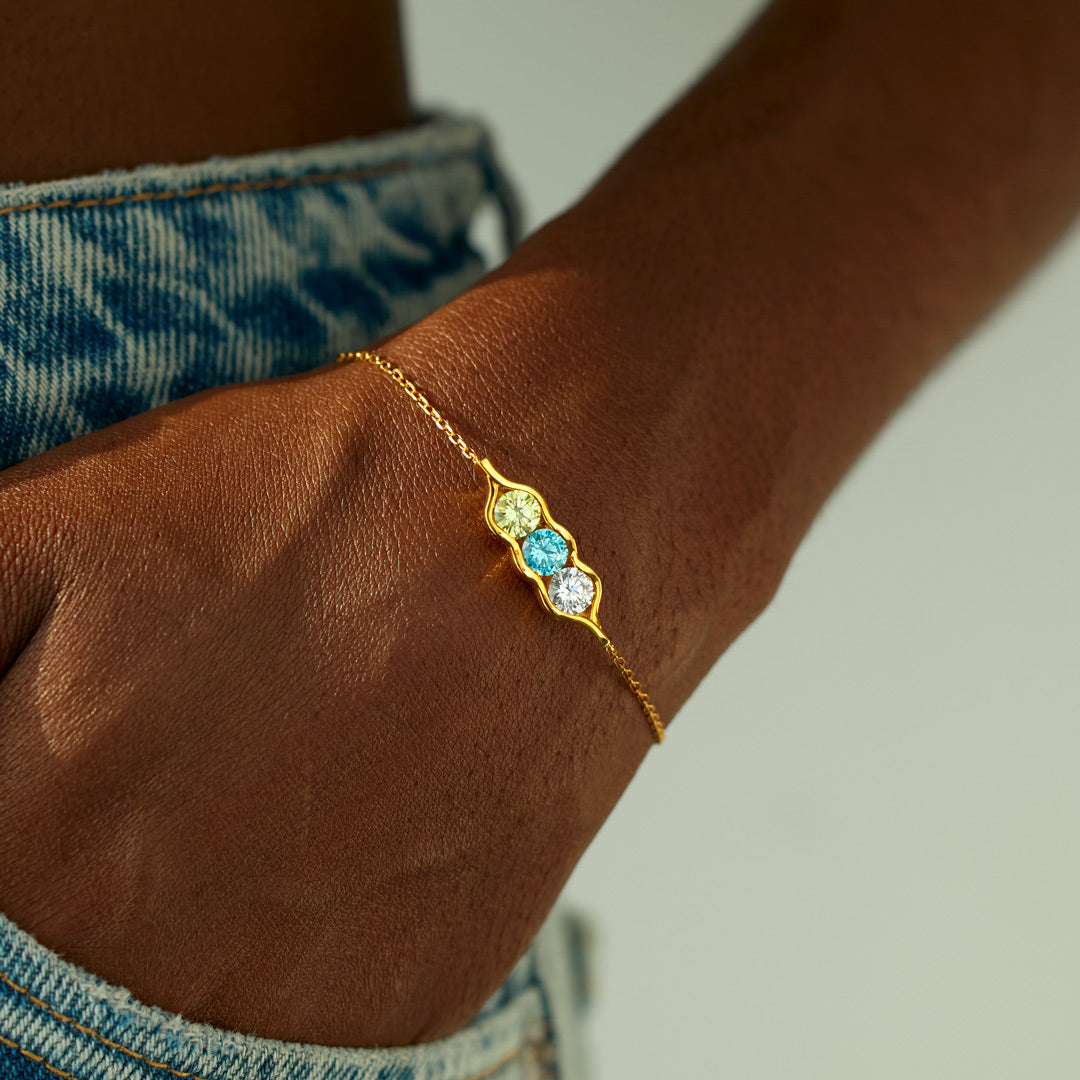 Gouden armband met kleurrijke geboortestenen