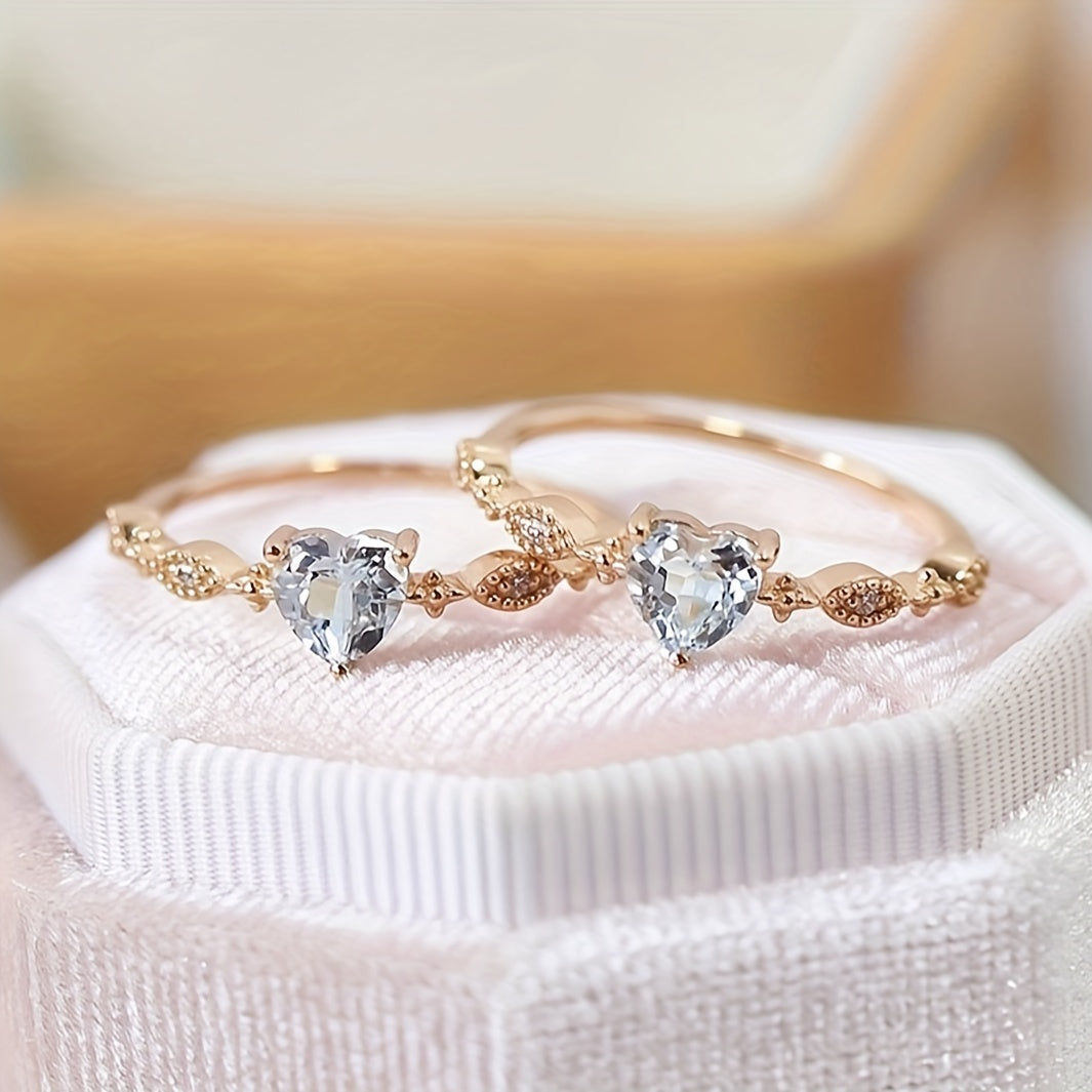 Roségouden ring met hartvormige aquamarijn