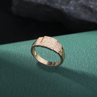 Roségouden ring met zirkonia pavé balk