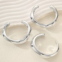 Zilveren chunky golvende bangle-armbandenset