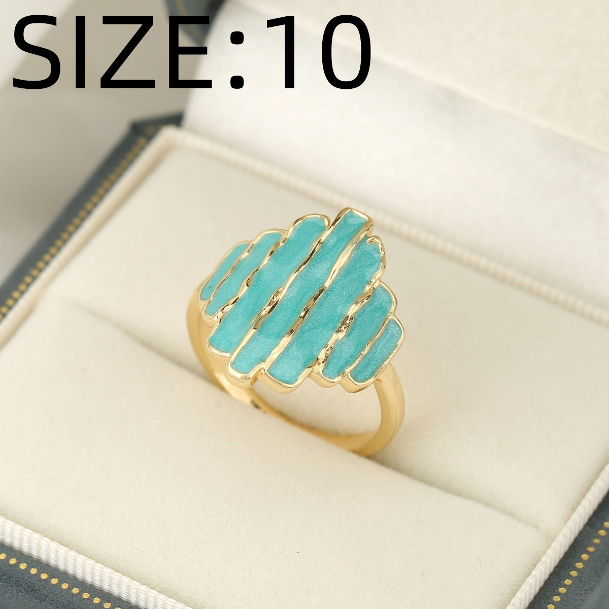 Gouden ring met turquoise geëmailleerde strepen