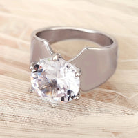 Zilveren ring met bloemen en blad in laagjes