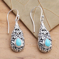 Zilveren vintage druppeloorbellen met turquoise