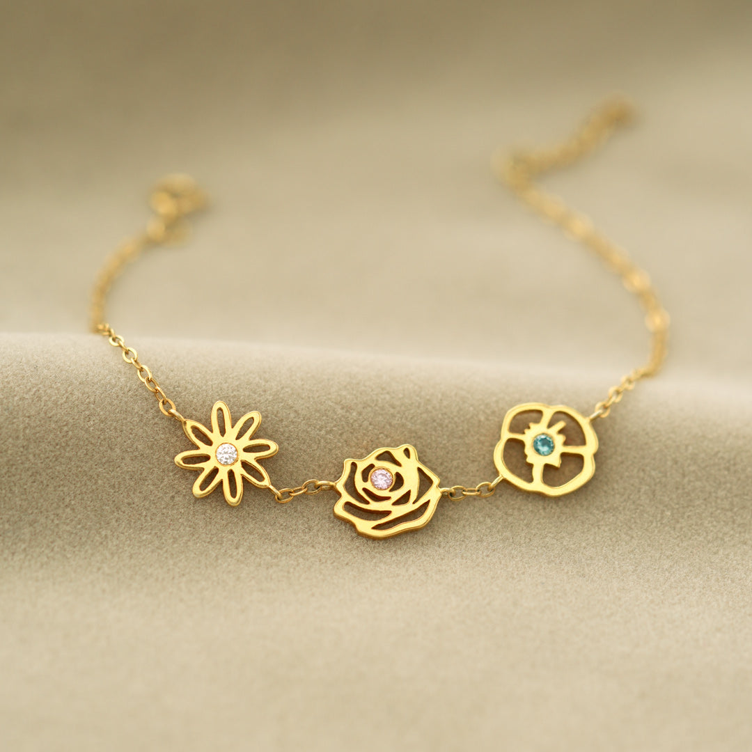 Gouden armband met geboortebloemen
