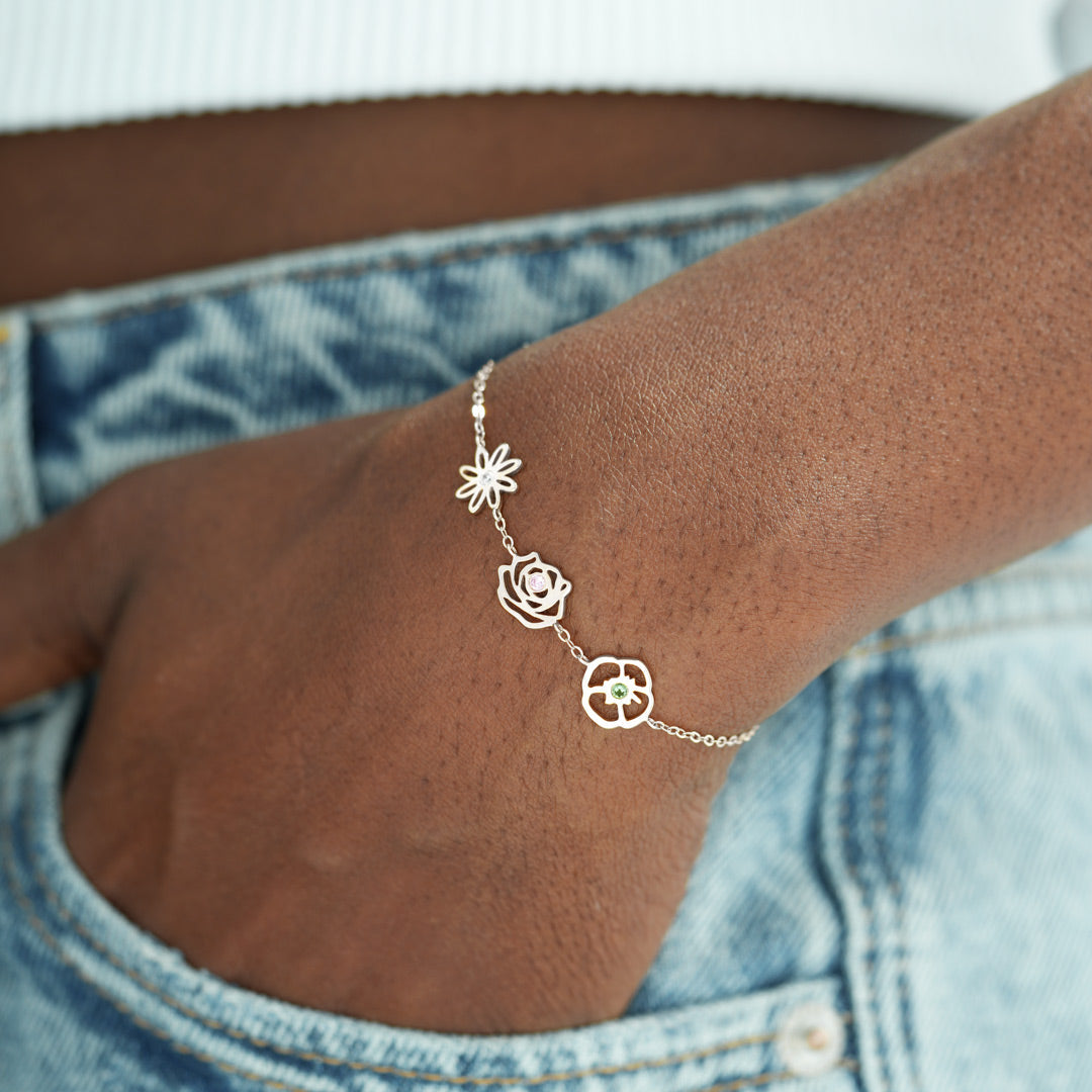 Gouden armband met geboortebloemen