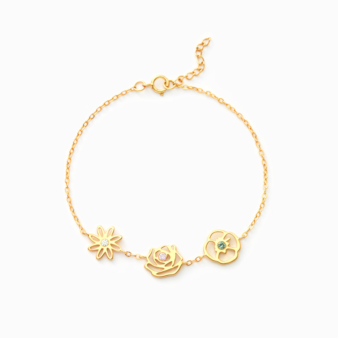 Gouden armband met geboortebloemen