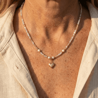 Bohemian kralenketting met harthanger en parels