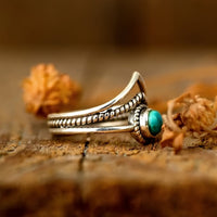 Zilveren bohemian ring met ronde turquoise