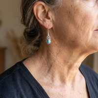 Zilveren vintage druppeloorbellen met turquoise