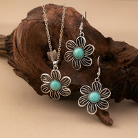 Zilveren vintage oorbellen met ovale turquoise