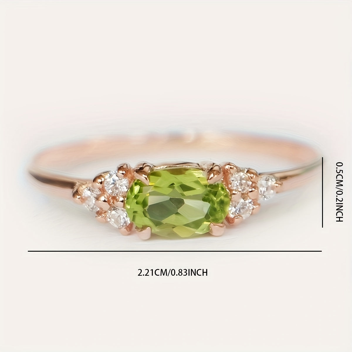 Roségouden ring met ovale peridot en zirkonia