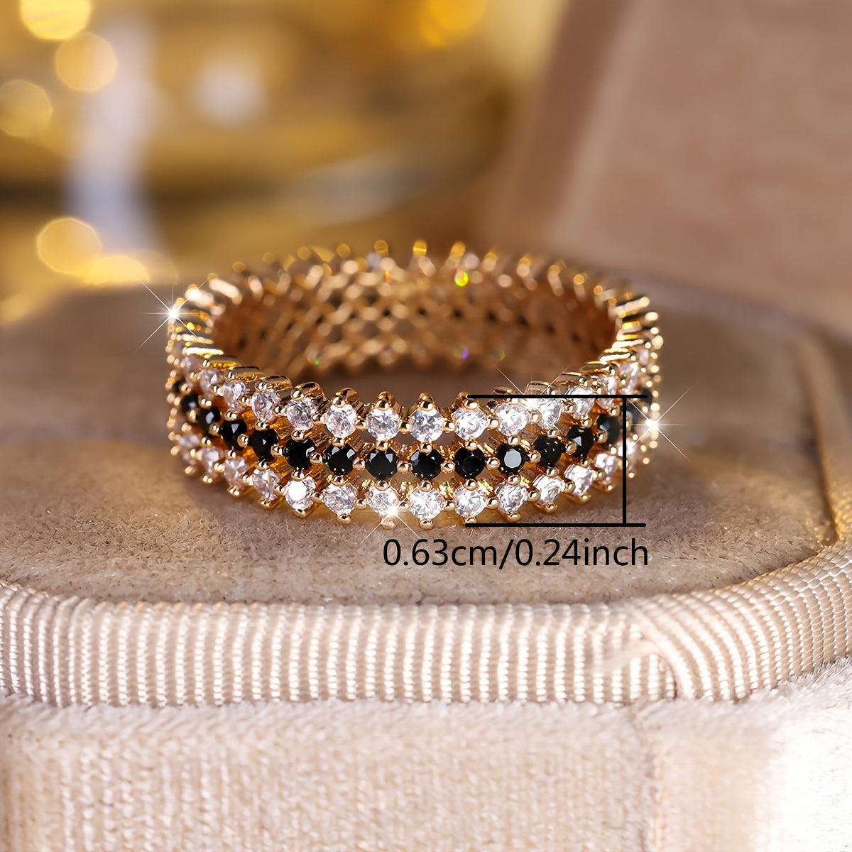 Roségouden eternity ring met zwarte en witte zirkonia