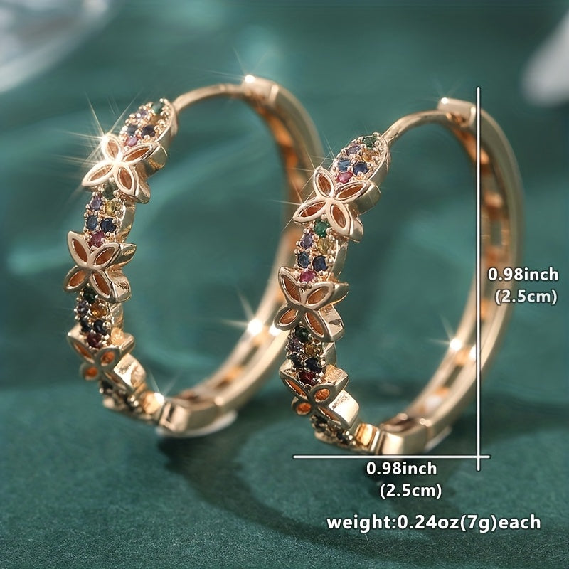 Driekleurige gouden creolen met diamantgeslepen patroon
