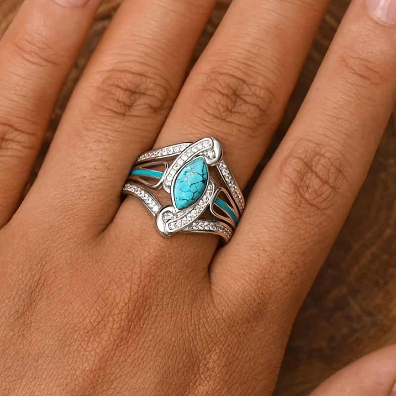 Zilveren bohemian oorbellen met turquoise druppels