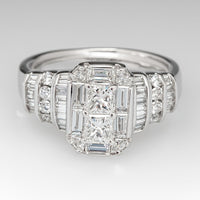 Zilveren ringenset met princess-geslepen zirkonia