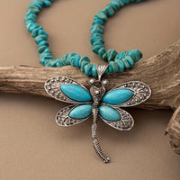 Bohemian ketting met turkooizen kralen en libellehanger