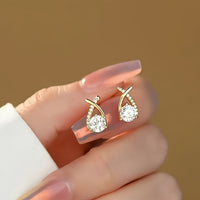 Gouden oorbellen met zirkonia en kristal
