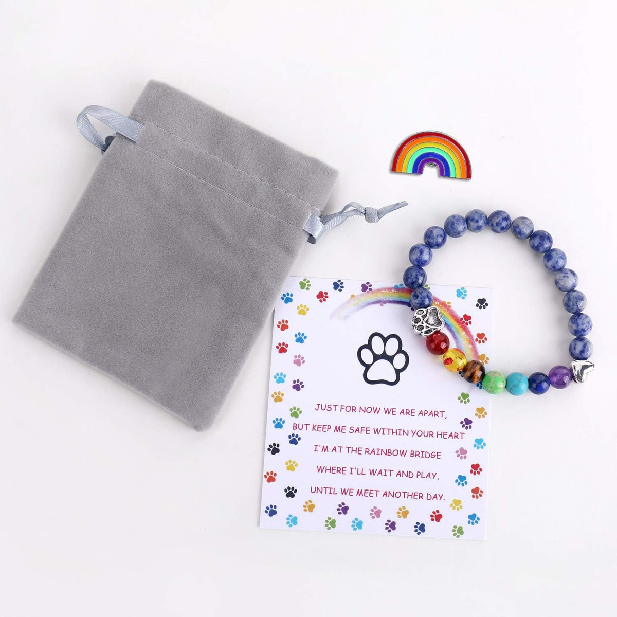Chakra kralenarmband met zilveren pootje bedel