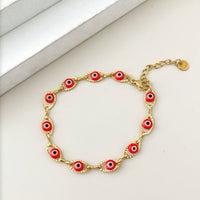 Gouden armband met blauwe boze oog kraaltjes