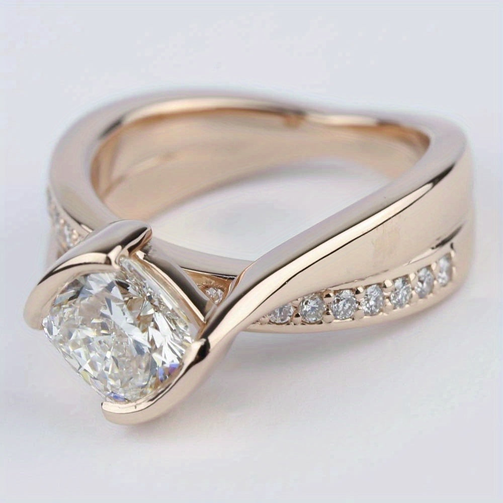 Roségouden ring met ovale en baguette zirkonia
