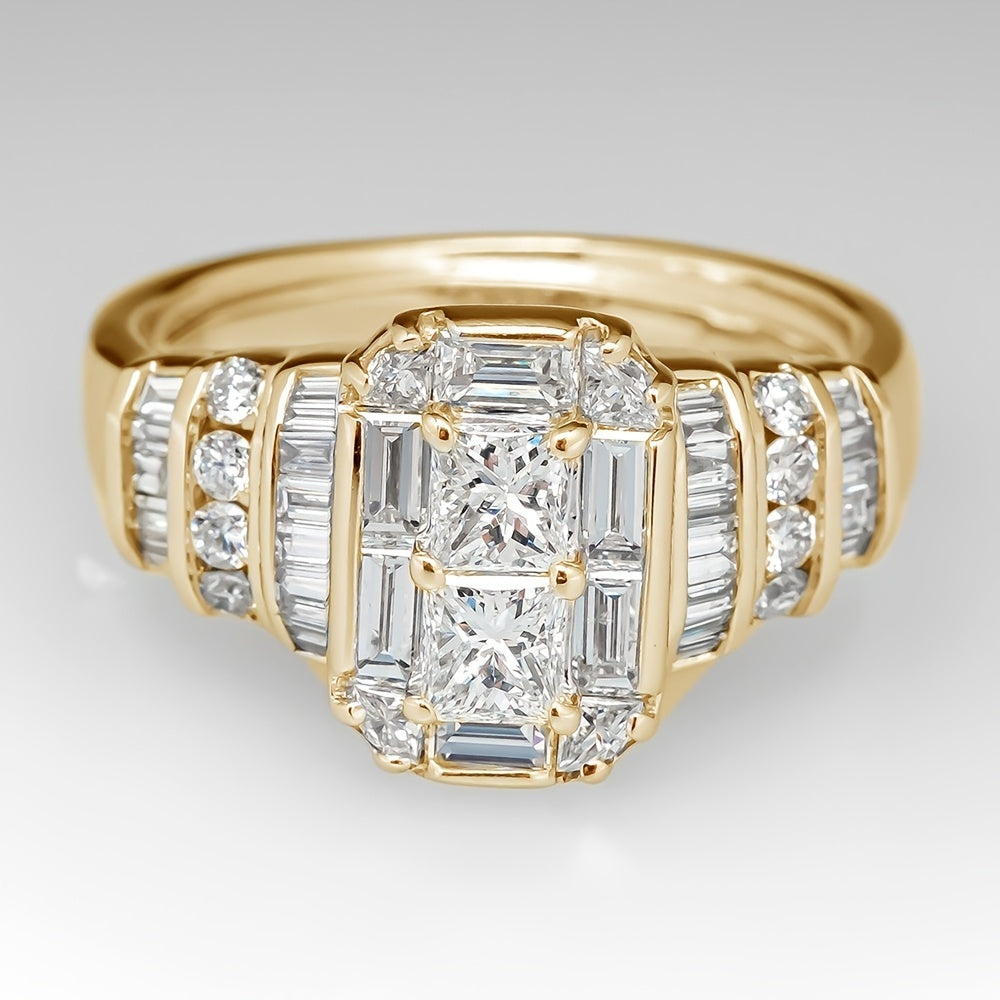 Zilveren ringenset met princess-geslepen zirkonia