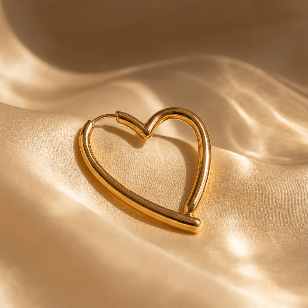 Gouden grote open hart oorbellen