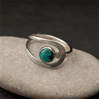Zilveren minimalistische ring met turquoise