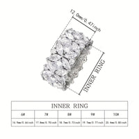 Zilveren brede ring met marquise zirkonia bloemtros