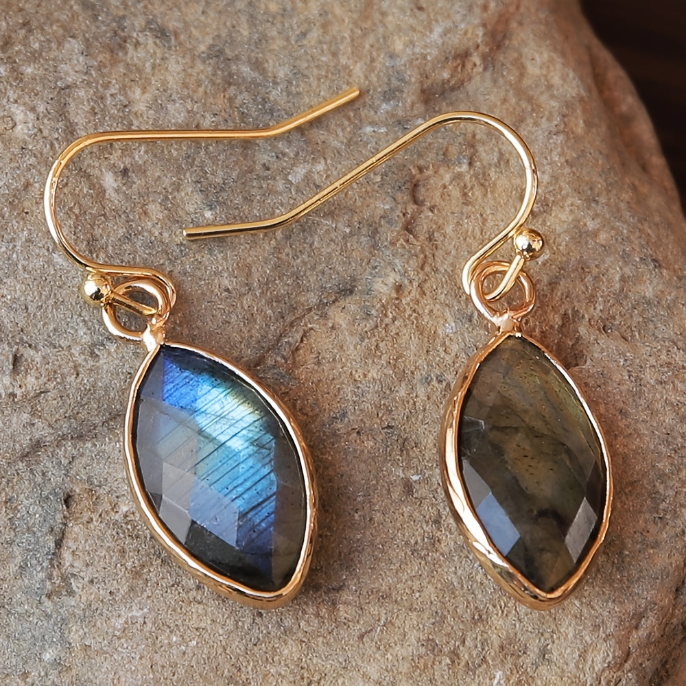 Gouden vintage oorbellen met labradoriet