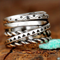 Zilveren brede draairing met turquoise accent